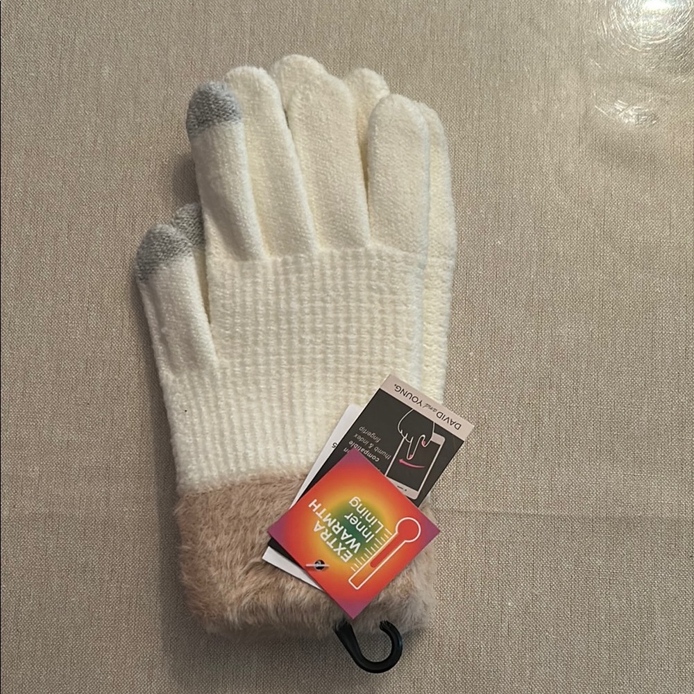 David and Young White and Gray Gloves